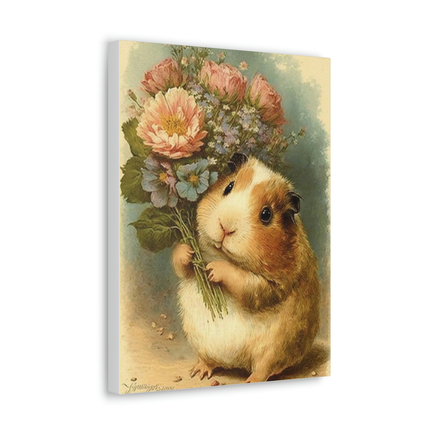 Guinea Pig With Flowers, Classic Canvas