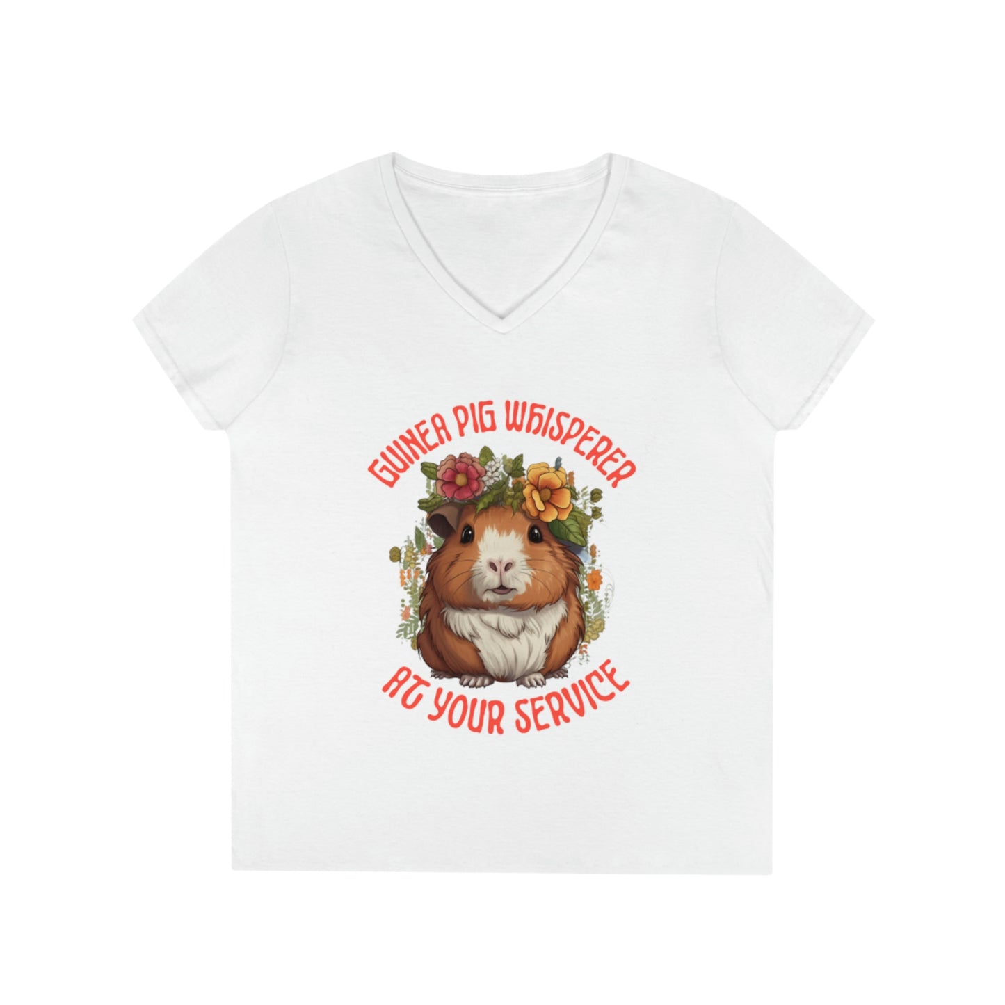 Ladies' V-Neck T-Shirt tee Guinea Pig Theme