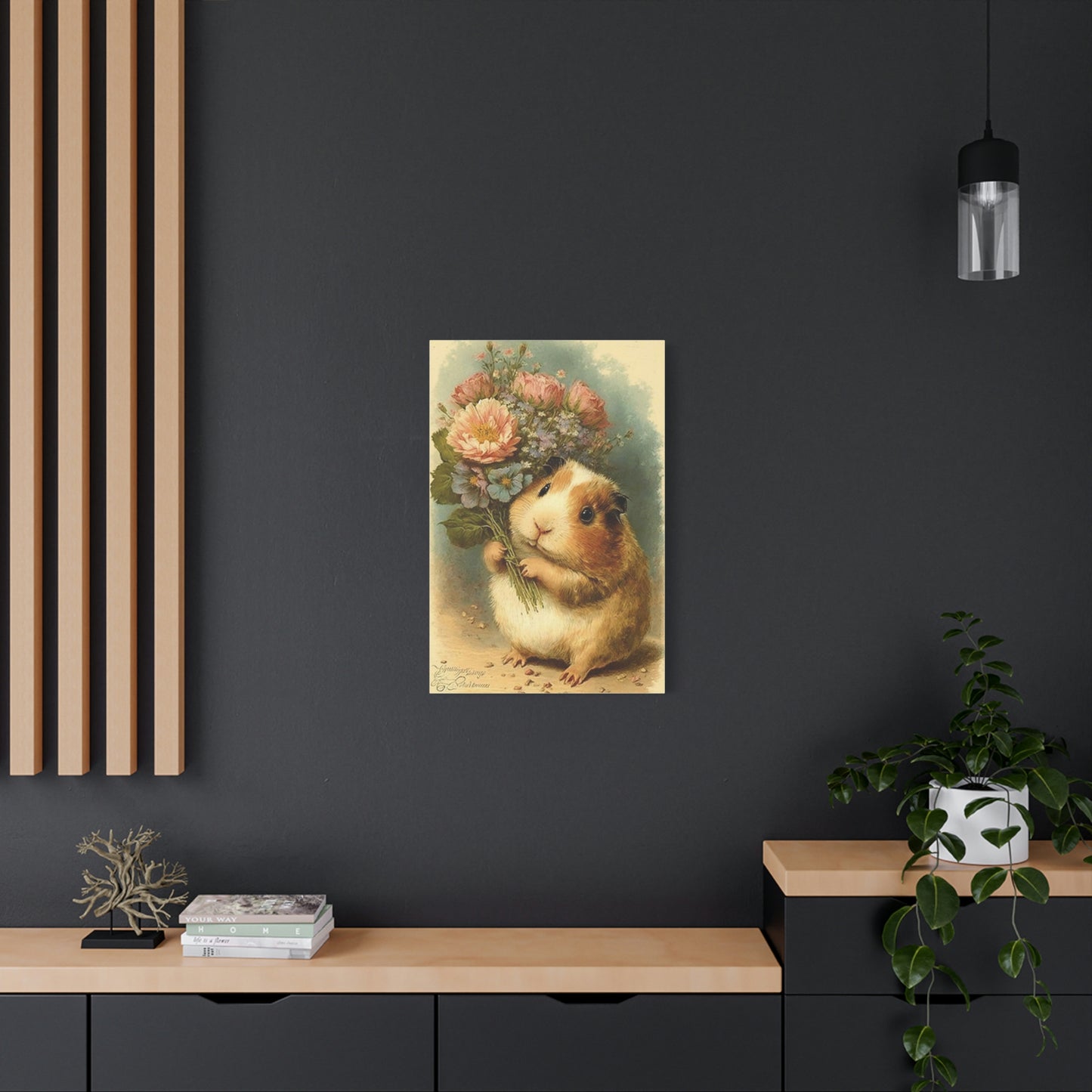Guinea Pig With Flowers, Classic Canvas