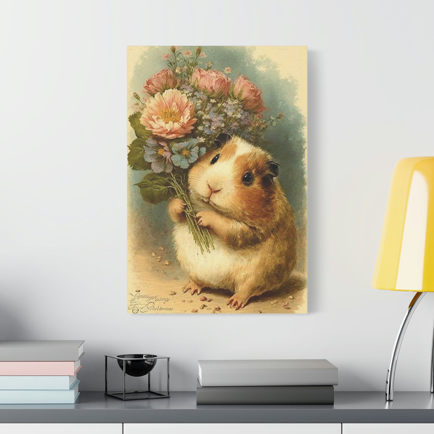 Guinea Pig With Flowers, Classic Canvas
