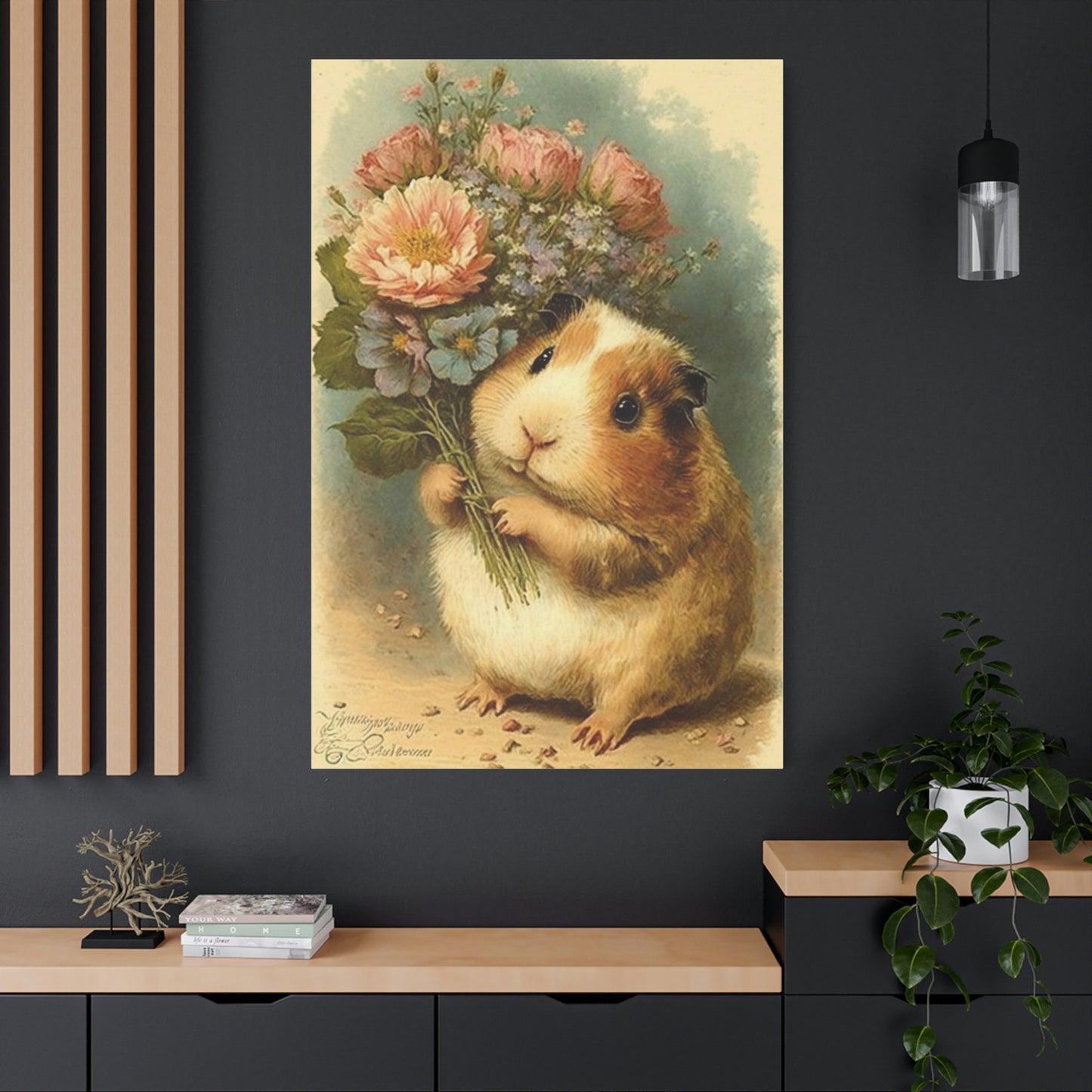 Guinea Pig With Flowers, Classic Canvas