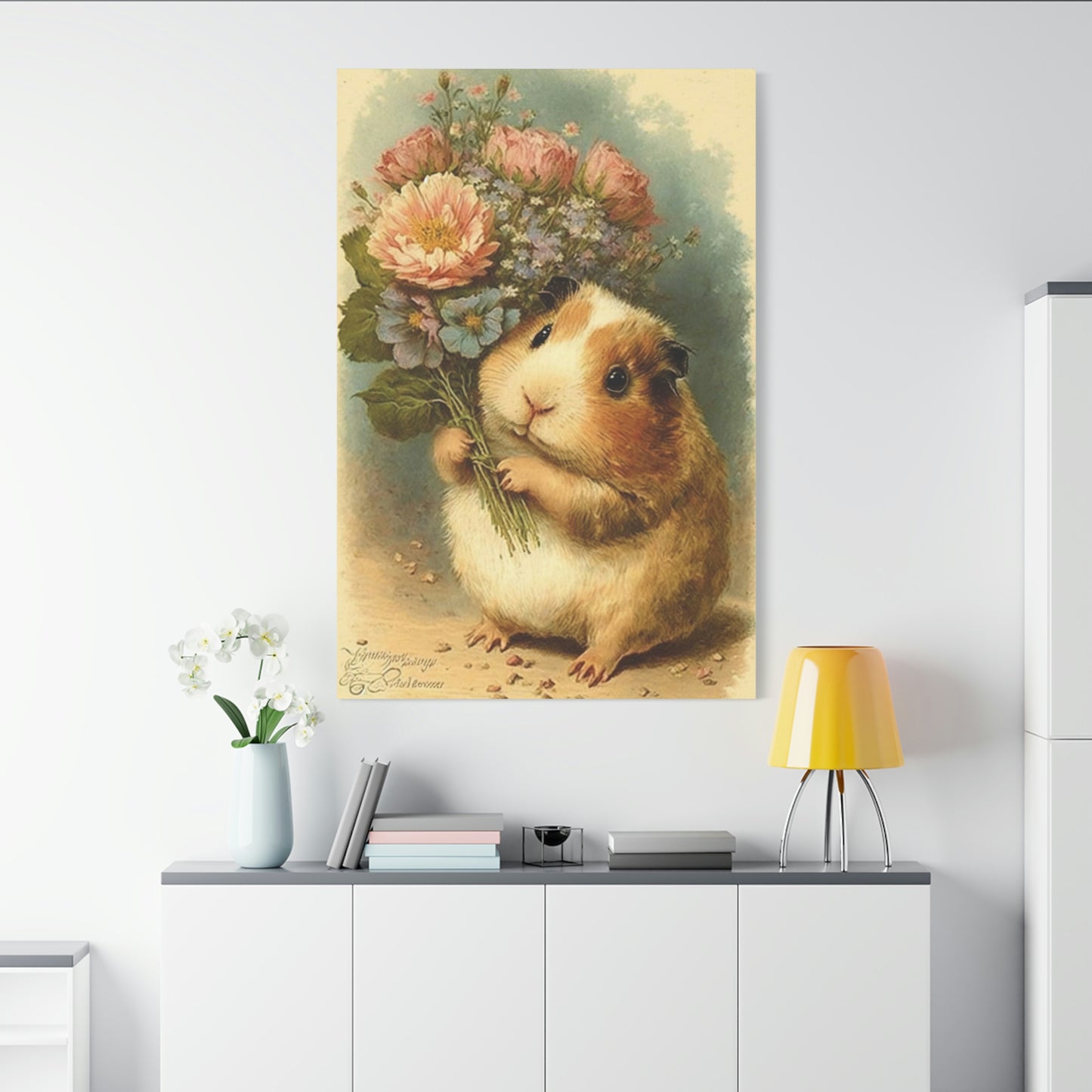 Guinea Pig With Flowers, Classic Canvas