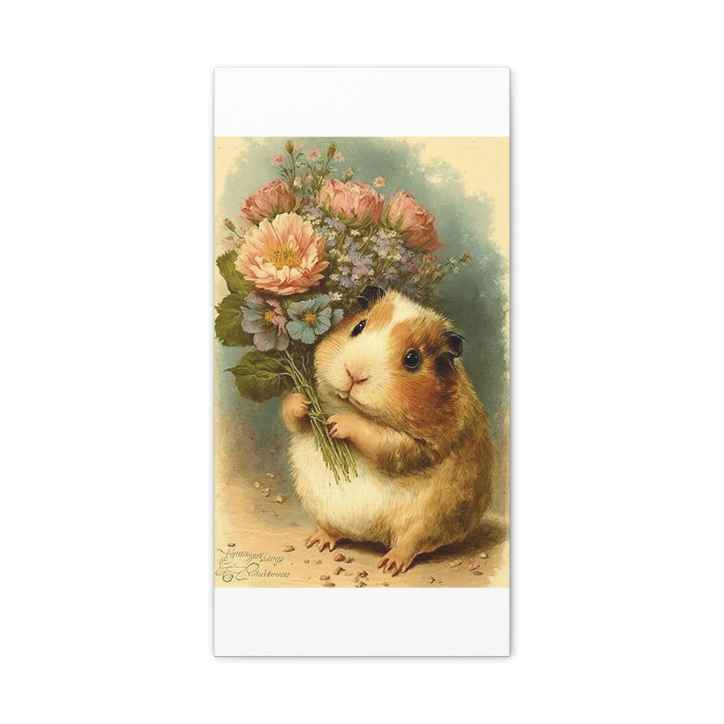 Guinea Pig With Flowers, Classic Canvas