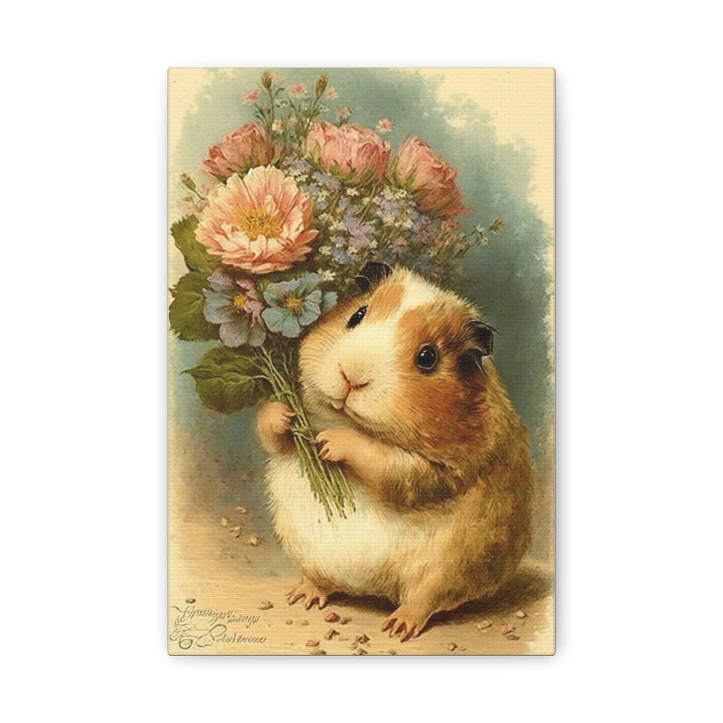 Guinea Pig With Flowers, Classic Canvas