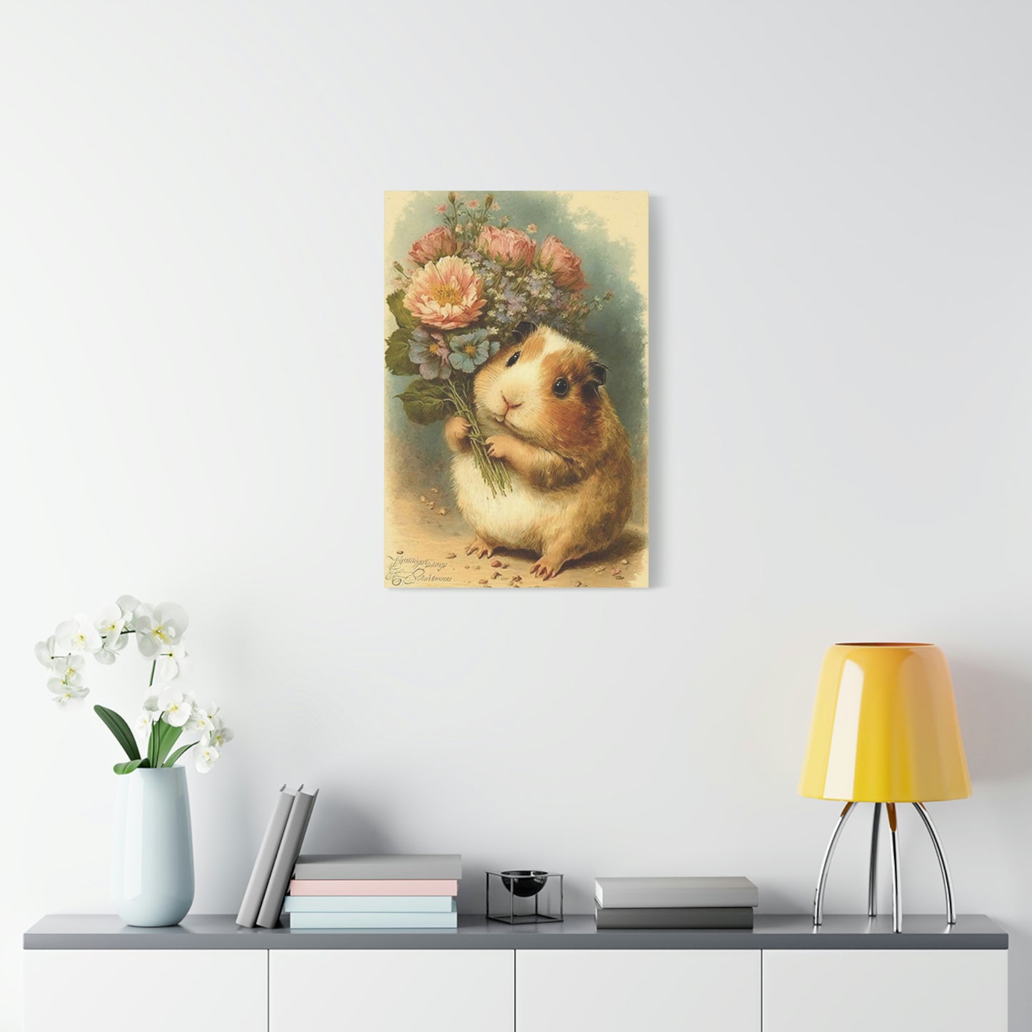 Guinea Pig With Flowers, Classic Canvas