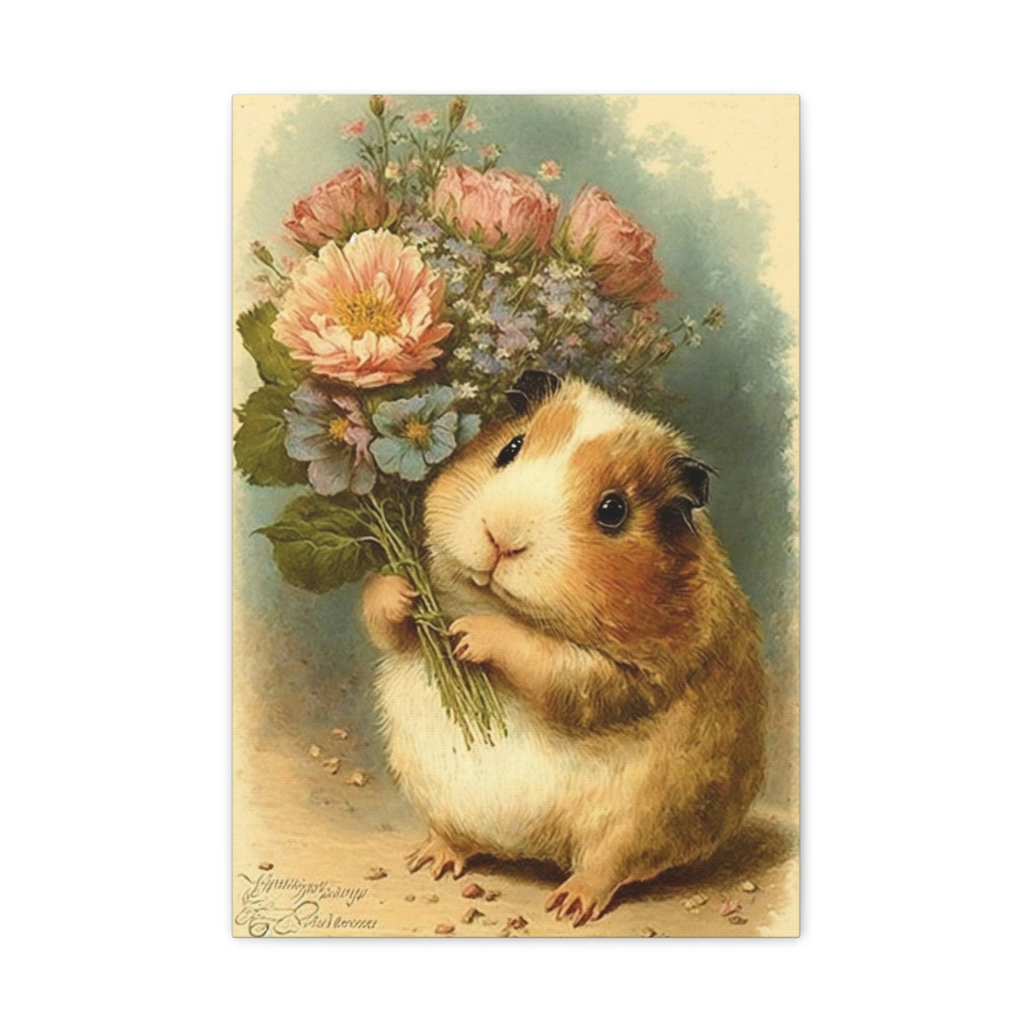 Guinea Pig With Flowers, Classic Canvas