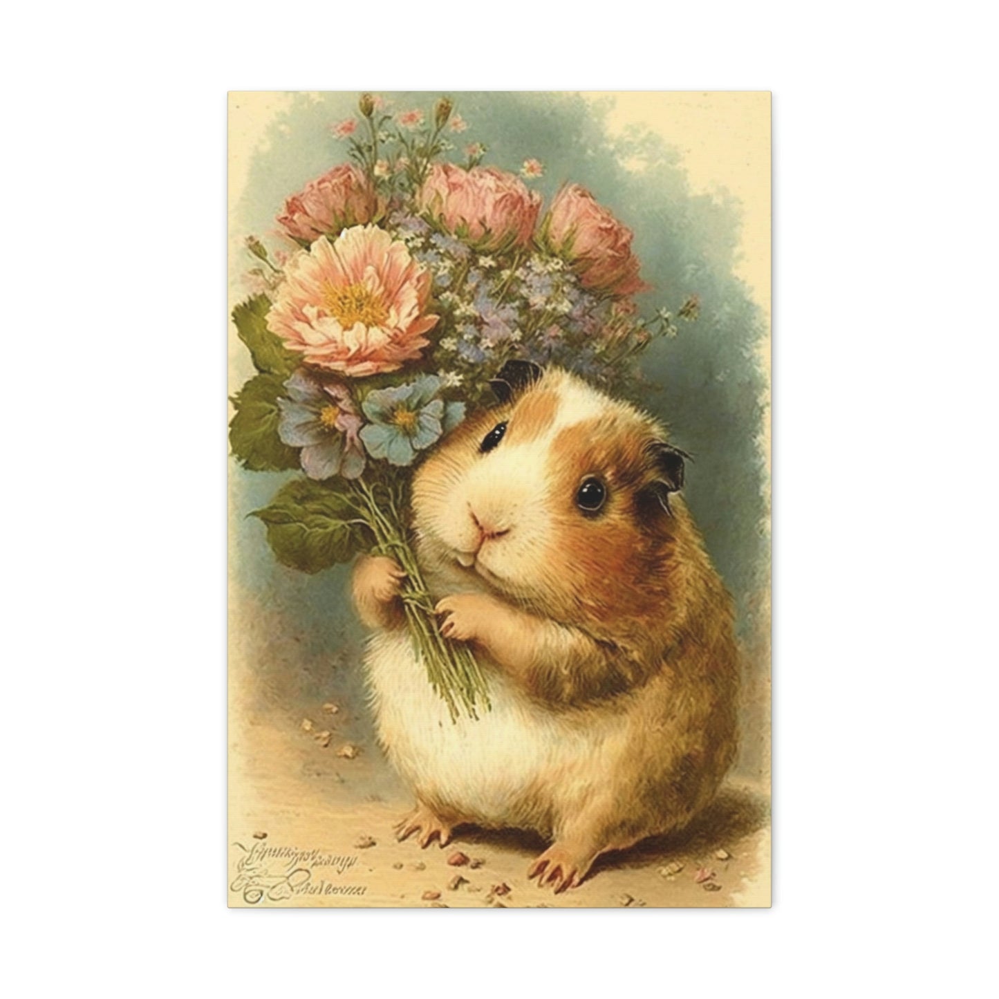 Guinea Pig With Flowers, Classic Canvas