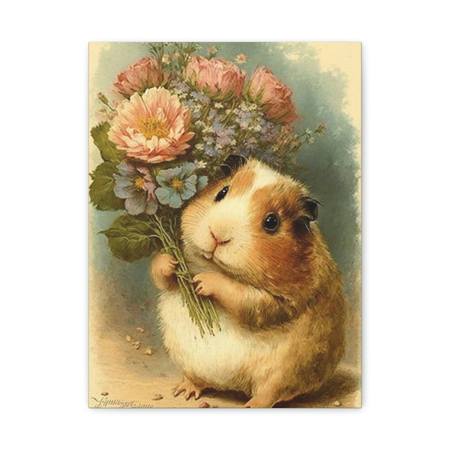 Guinea Pig With Flowers, Classic Canvas