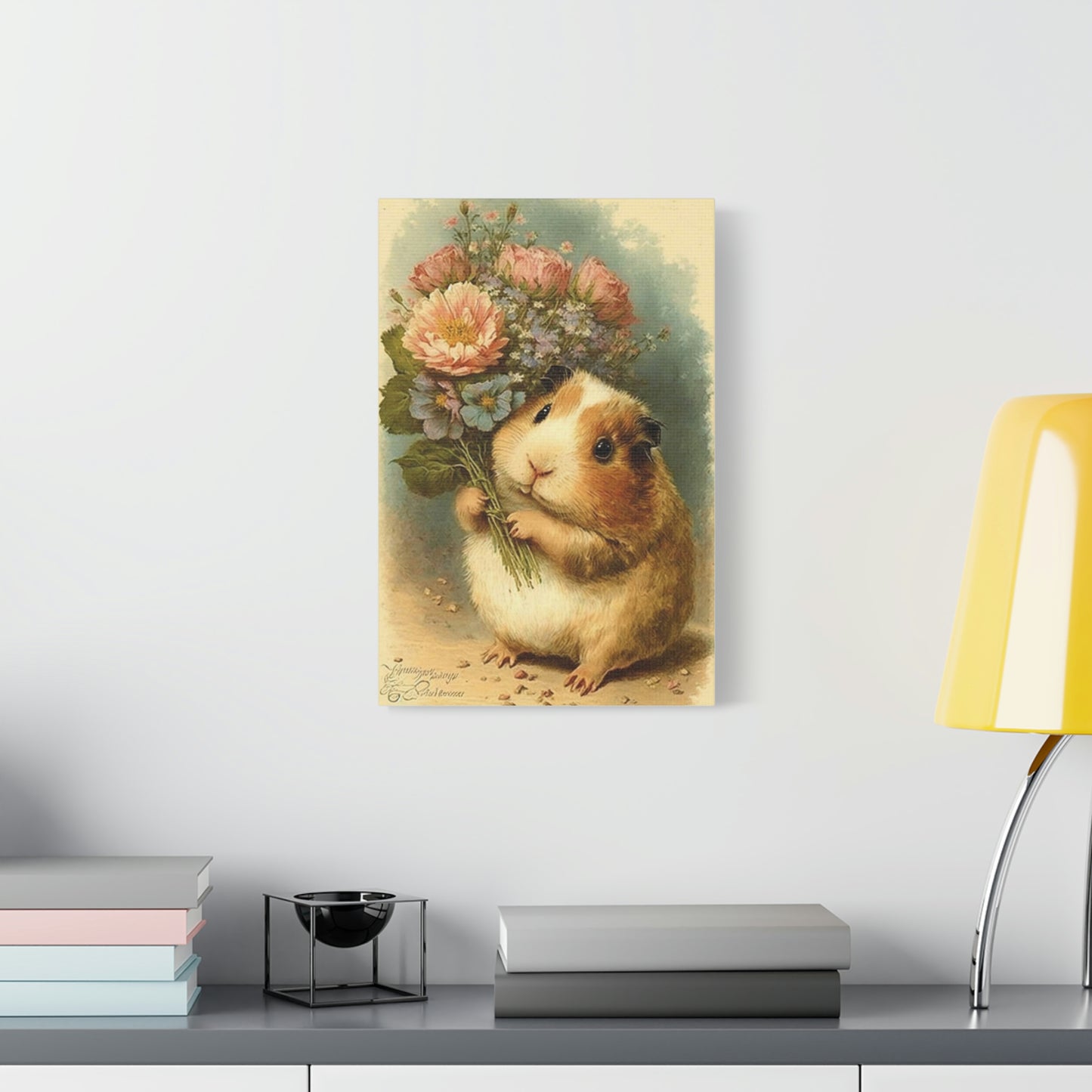 Guinea Pig With Flowers, Classic Canvas