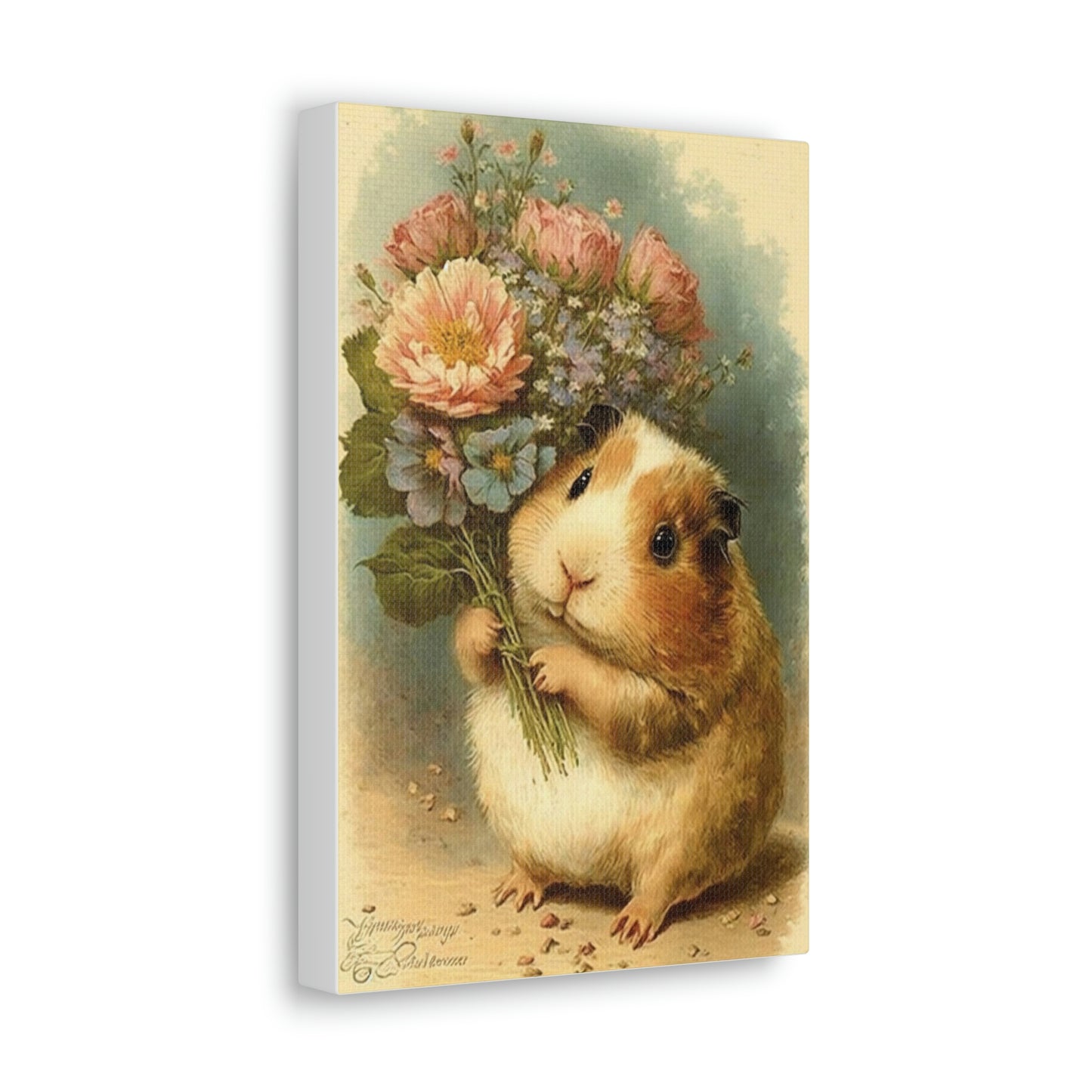 Guinea Pig With Flowers, Classic Canvas
