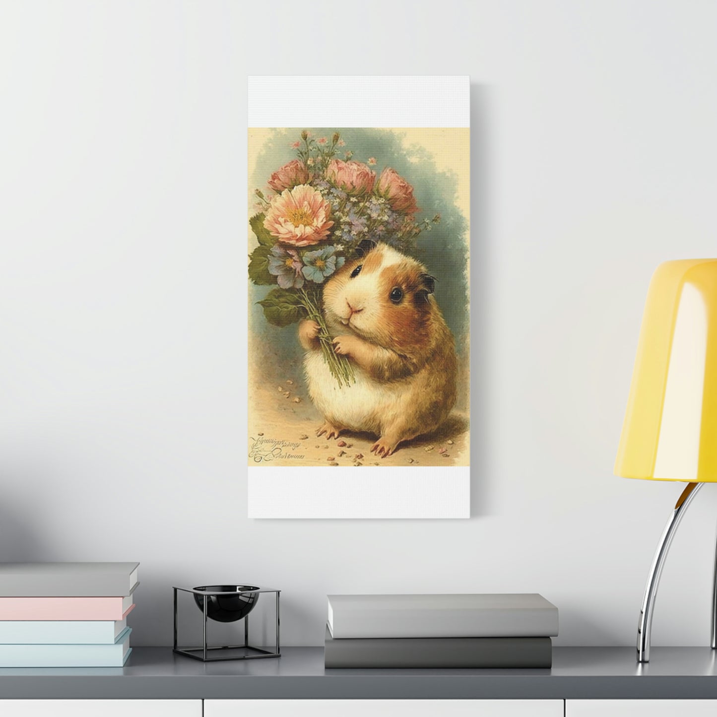 Guinea Pig With Flowers, Classic Canvas