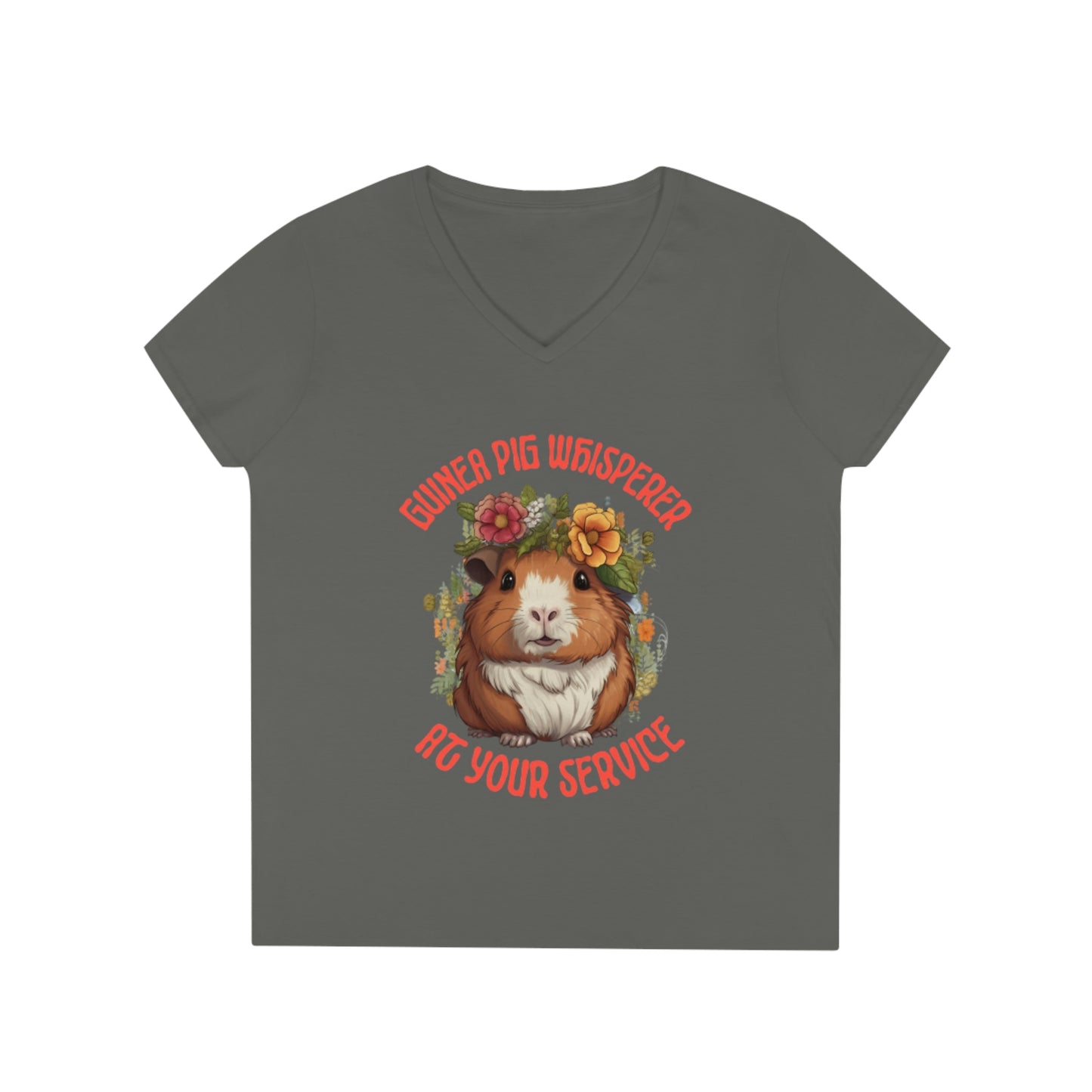 Ladies' V-Neck T-Shirt tee Guinea Pig Theme