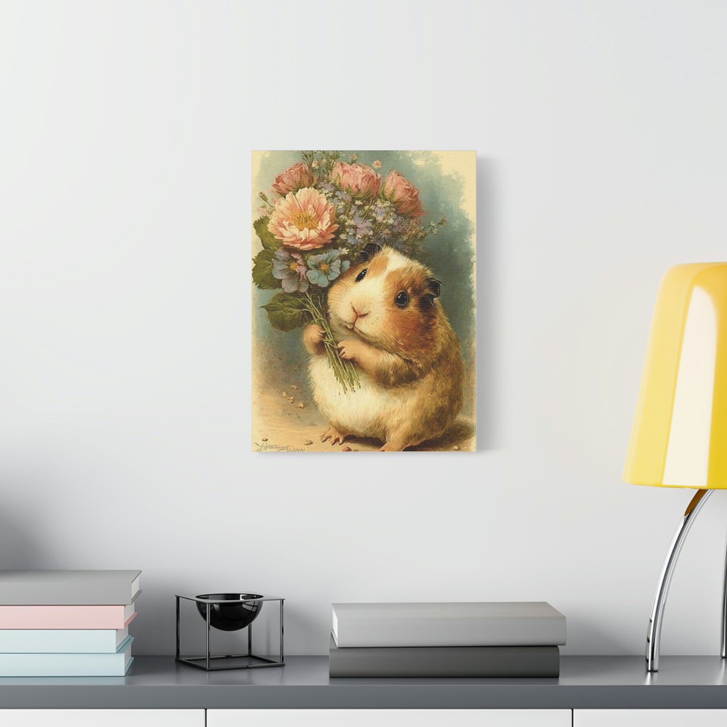 Guinea Pig With Flowers, Classic Canvas