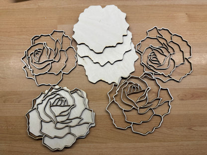 Wooden Blanks - Layered Roses set of 4
