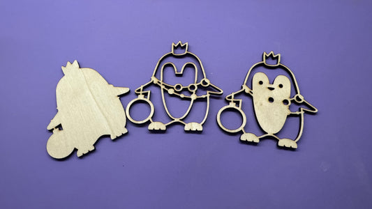 Wood Blanks - Layered Penguins set of 4