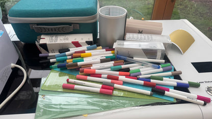 Cricket Joy with hard carry case, loads of pens and accessories. Preloved