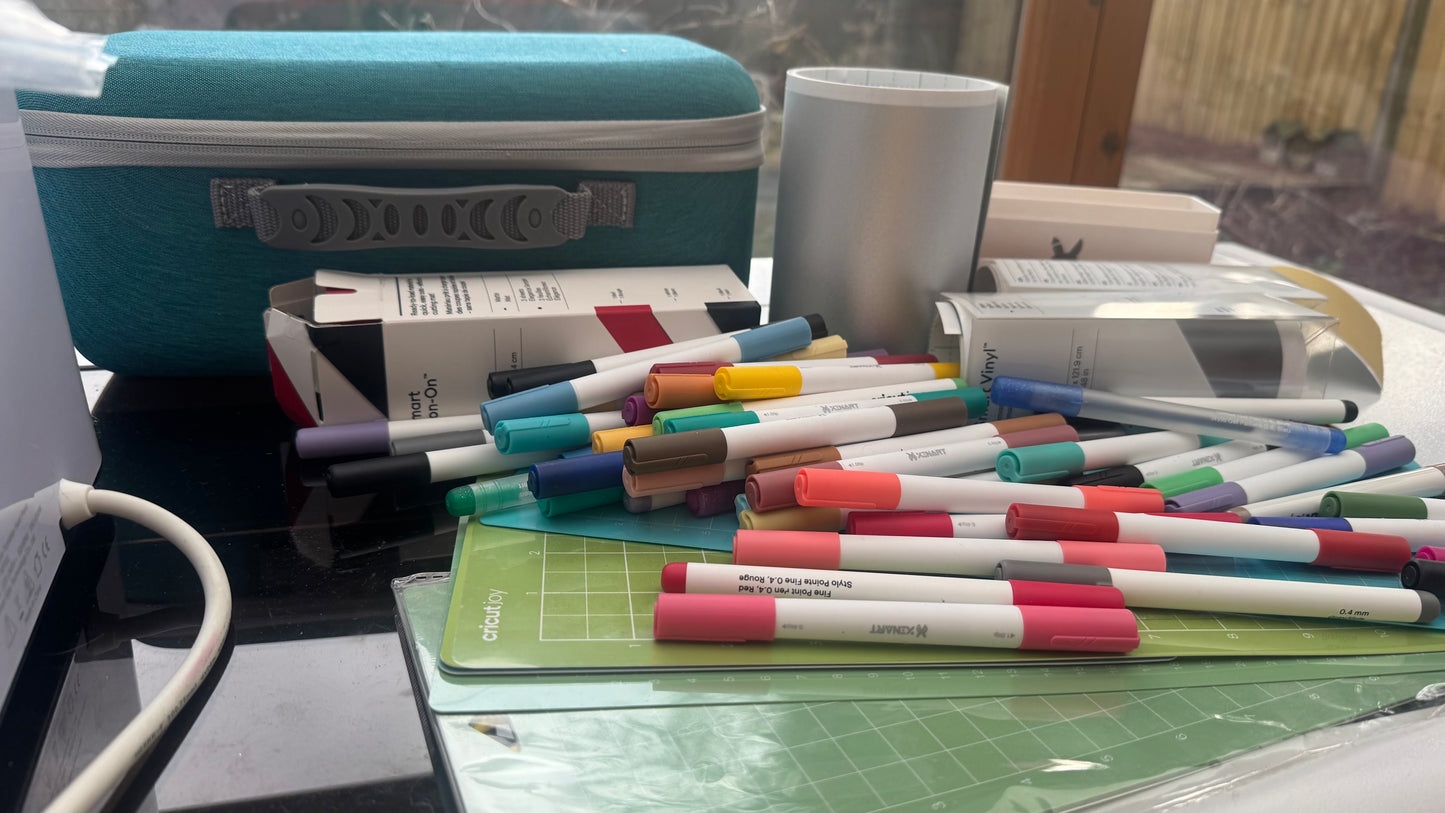 Cricket Joy with hard carry case, loads of pens and accessories. Preloved