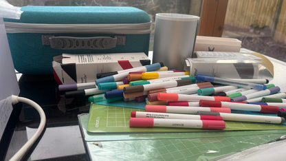 Cricket Joy with hard carry case, loads of pens and accessories. Preloved