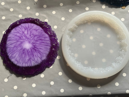 Crystal Edged Coaster Mould with  pre domed top face