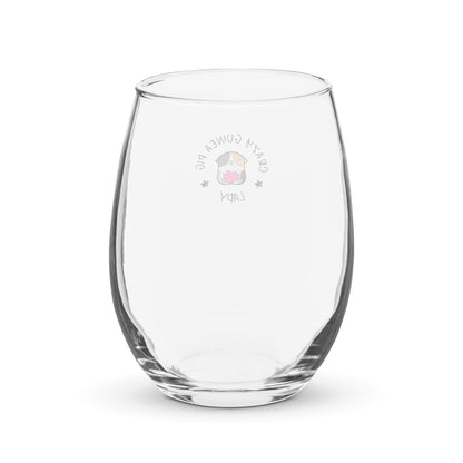 Stemless wine glass - Crazy Guinea Pig Lady