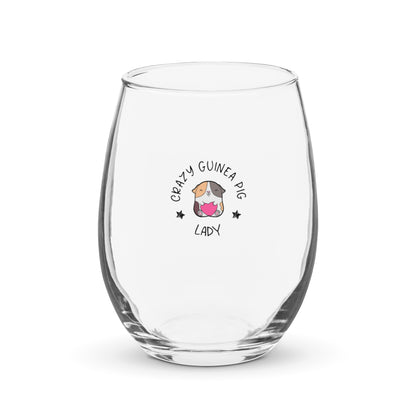 Stemless wine glass - Crazy Guinea Pig Lady