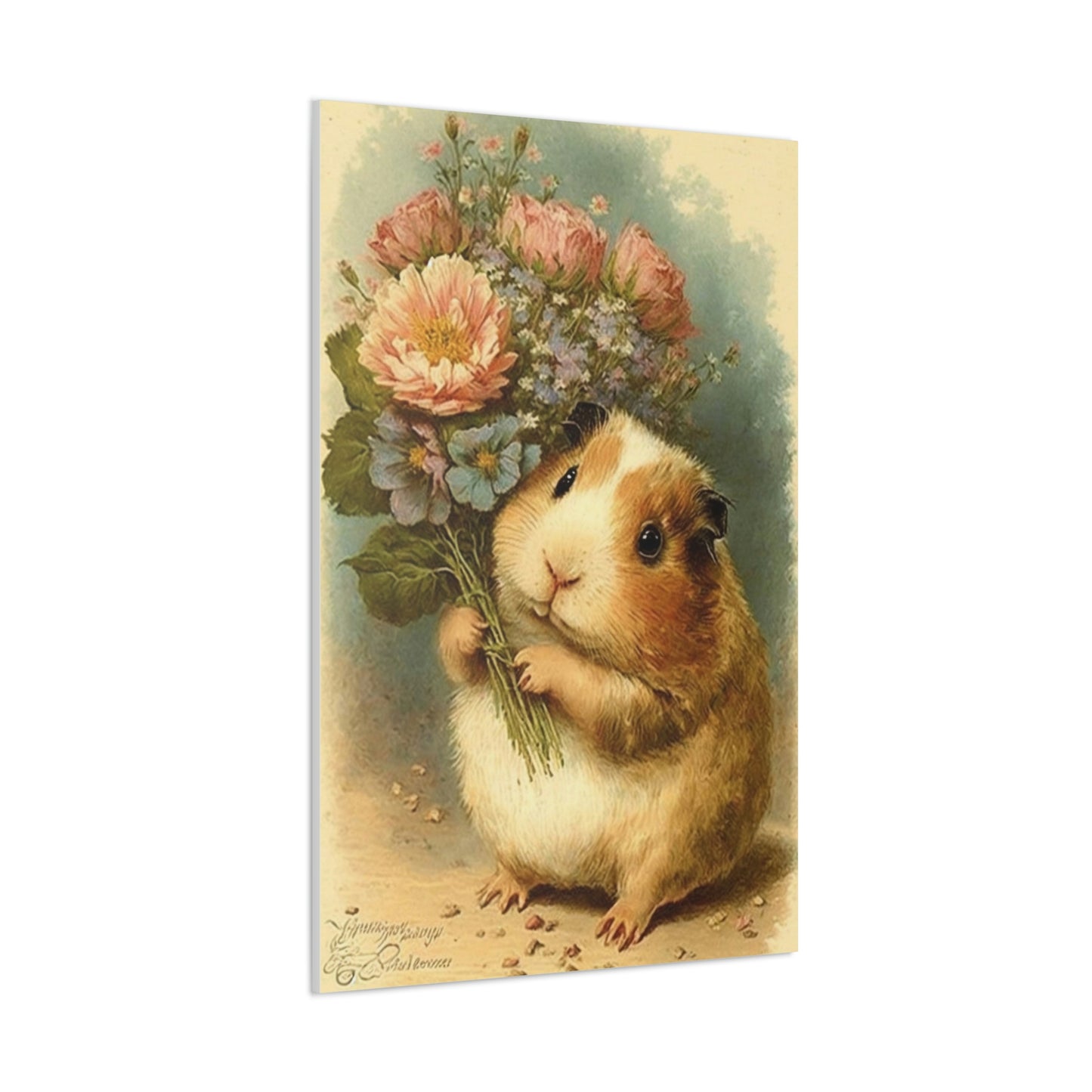Guinea Pig With Flowers, Classic Canvas