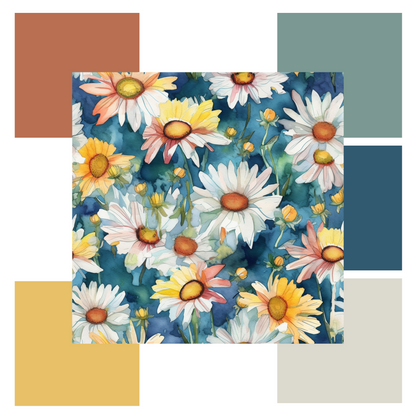Seamless Daisies Matchup Set - Printable & Tileable DIGITAL DOWNLOAD