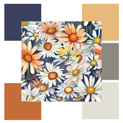 Seamless Daisies Matchup Set - Printable & Tileable DIGITAL DOWNLOAD