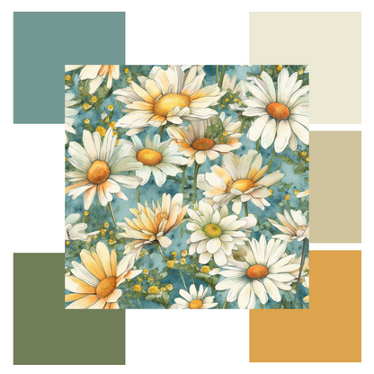 Seamless Daisies Matchup Set - Printable & Tileable DIGITAL DOWNLOAD