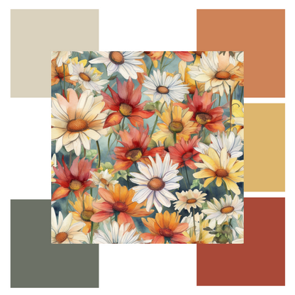 Seamless Daisies Matchup Set - Printable & Tileable DIGITAL DOWNLOAD