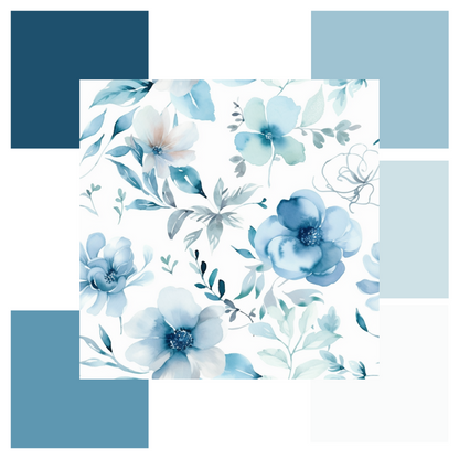 Seamless Floral Blue Matchup Set - Printable & Tileable DIGITAL DOWNLOAD