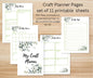 Craft Planner - 11 Printable PDF Pages Set
