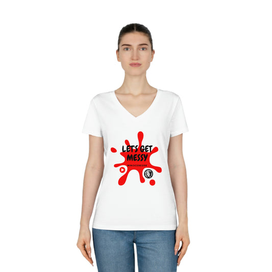 Women's Evoker V-Neck T-Shirt - MiniScenes "Let's get Messy"