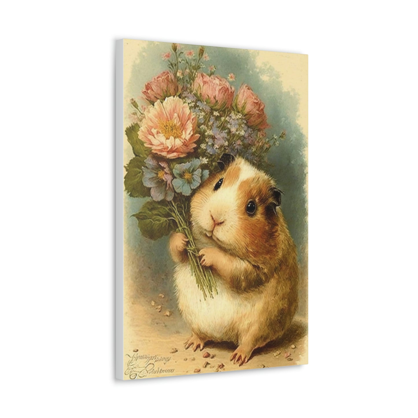 Guinea Pig With Flowers, Classic Canvas