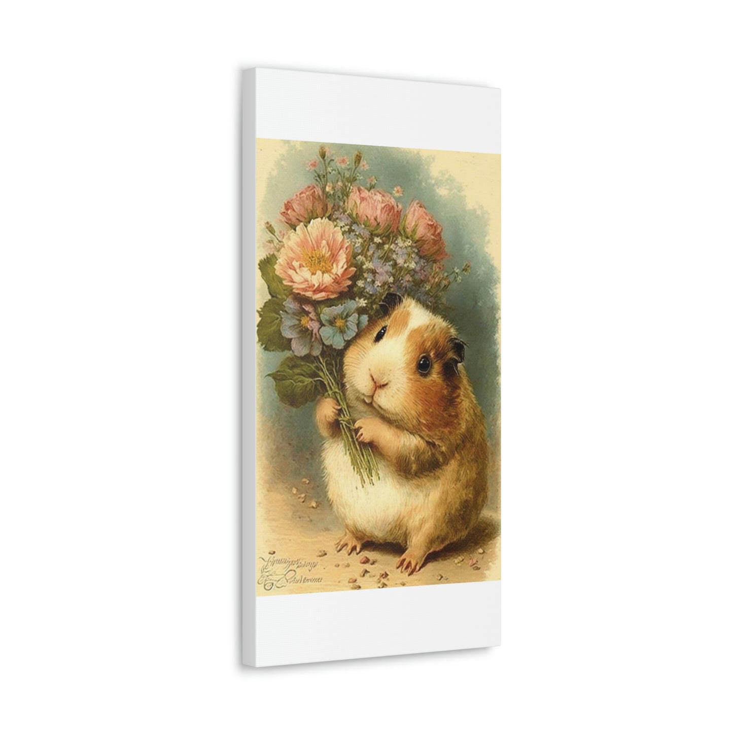 Guinea Pig With Flowers, Classic Canvas